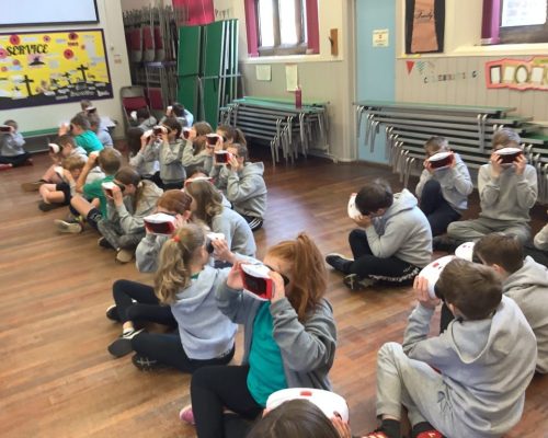 Class 3 and Class 4 children enjoyed an amazing Virtual Reality experience today. We were able to see and hear space and the planets without even leaving our school hall!